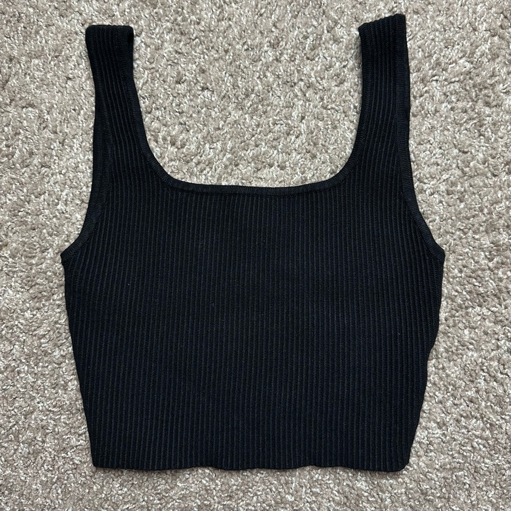 House of Harlow 1960 Tank Top Sweater Womens Xs Black Sleeveles Ribbed Cropped